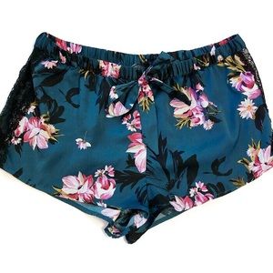 Cute Silky Floral Lace Pajama Shorts